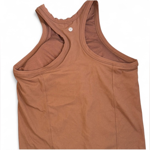 Lululemon Ribbed Nulu Racerback Yoga Tank Top 12 | Roasted Brown | Built-In Bra - Picture 2 of 6
